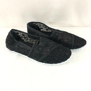 Delic8 Girls Ballet Flats Crochet Slip On Black 4